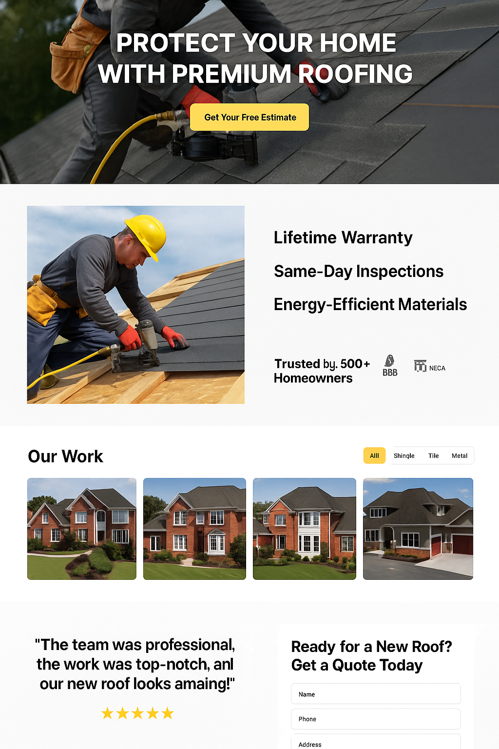 Premium Roofing Website Demo